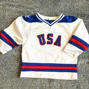 1980 USA Olympic Miracle On Ice Hockey Jersey Child Size 9/10, fit. XS/S Woman